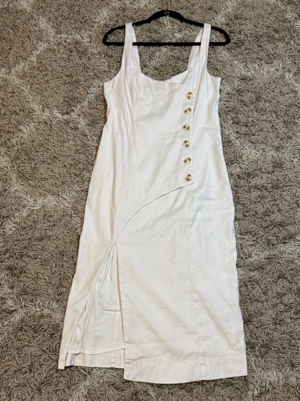 NWT By Anthropologie Sleeveless Linen Midi Dress Ivory size Medium - Picture 3 of 12